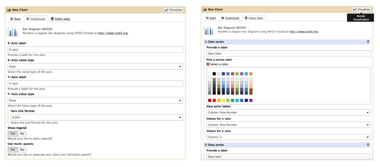 A tool form with bar chart options shown on left and right.